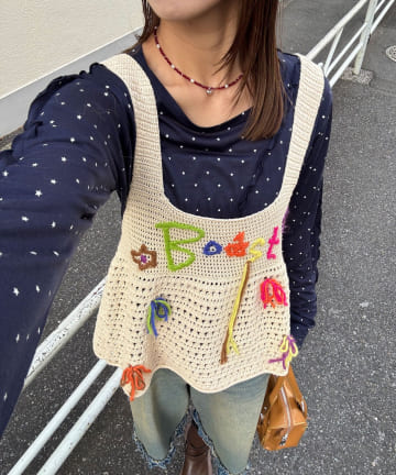 CIAOPANIC(チャオパニック) Boostハンドステッチニットビスチェ