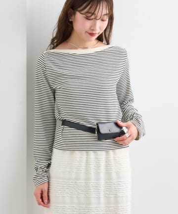 Kastane(カスタネ) 【3.12(木)12:00発売】B ボーダークロスショルダーロンTEE