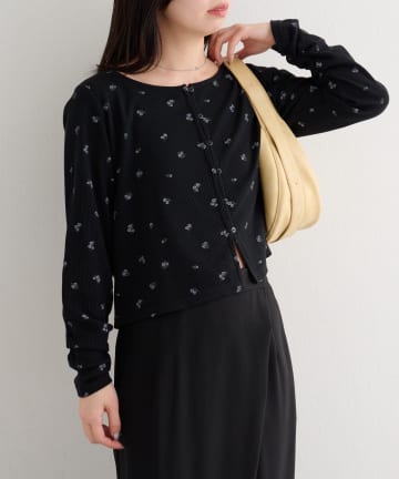 Kastane(カスタネ) B ワッフル小花柄カーディガン