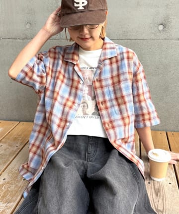 CIAOPANIC TYPY(チャオパニックティピー) 【ユニセックス】接触冷感テックリネンオープンカラーシャツ