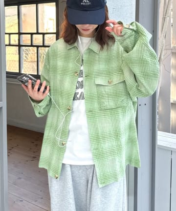 CIAOPANIC TYPY(チャオパニックティピー) 【着心地◎】ユニセックス/シアサッカーフェードチェックシャツ