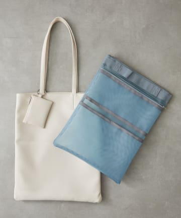 BIRTHDAY BAR(バースデイバー) フェイクレザーフラットバッグ メッシュバッグインバッグ