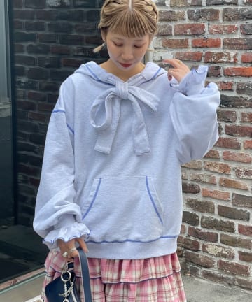 CIAOPANIC(チャオパニック) 【HELLO.SANFRANCISCO/ハローサンフランシスコ】ビッグリボン裏毛パーカー