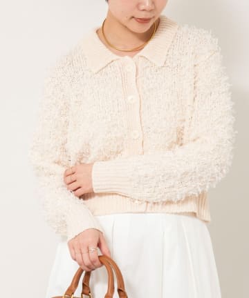 NOLLEY'S(ノーリーズ) 《手洗い可能》ファンシーヤーンポロ衿カーディガンジャケット