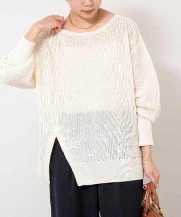 NOLLEY'S(ノーリーズ) 《手洗い可能》片畦前スリットプルオーバー