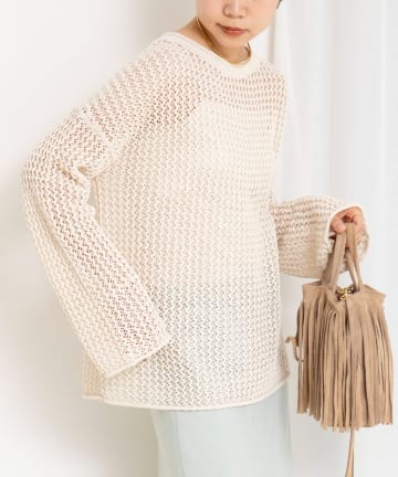 NOLLEY'S(ノーリーズ) 《手洗い可能》ペーパーヤーンメッシュプルオーバー