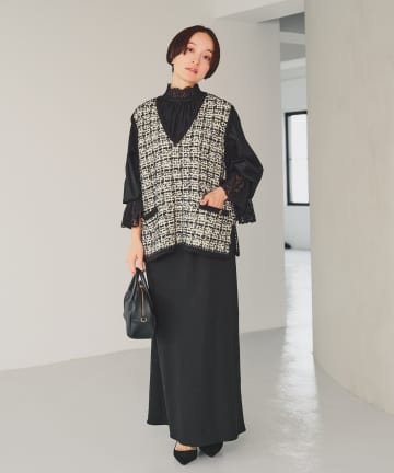 PUAL CE CIN(ピュアルセシン) ソフトツイルセミフレアスカート