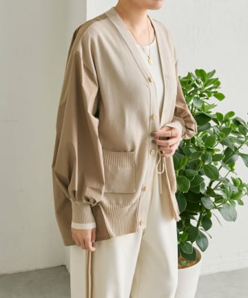 ear PAPILLONNER(イア パピヨネ) 切替ニットシャツカーデ【SUM1 STYLE(スミスタイル)】