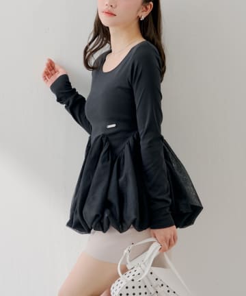 Chico(チコ) 【SALON by Chico】チューリップチュールバルーントップス