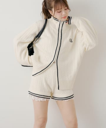 Chico(チコ) 【セットアップ対応】裾レイヤードニットショートパンツ