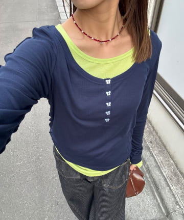 CIAOPANIC(チャオパニック) 2点SETストレッチシアーレイヤードトップス