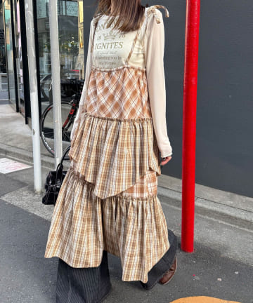 CIAOPANIC(チャオパニック) 2WAYアソートチェックティアードキャミワンピース／スカート