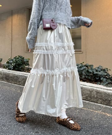 CIAOPANIC(チャオパニック) チュールフリルシャイニーティアードスカート