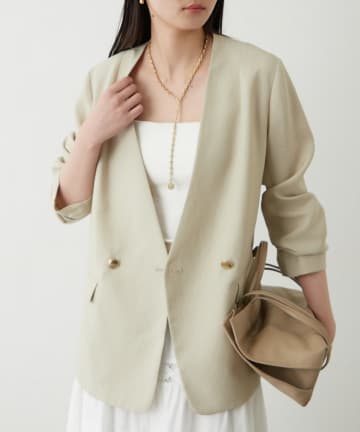 LOUNGEDRESS(ラウンジドレス) 麻調合繊ノーカラージャケット