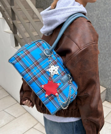 CIAOPANIC TYPY(チャオパニックティピー) 【UNISEX】星チャーム付きアソート柄ボストンBAG