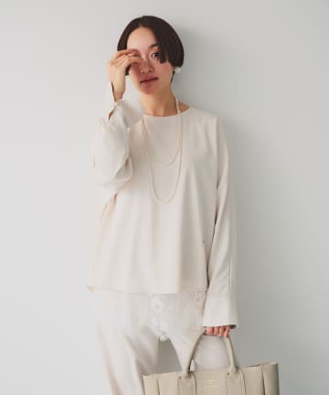 PUAL CE CIN(ピュアルセシン) サテン×レース レイヤードキャミソール