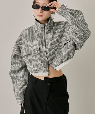 mline(エムライン) [mline]チェックZIPブルゾン