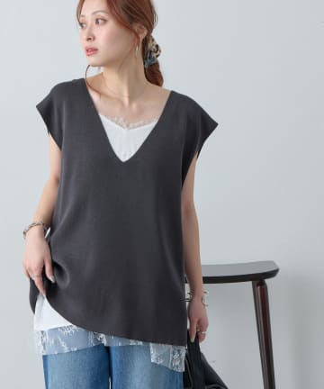 DISCOAT(ディスコート) 【Noka】深Vニットベスト