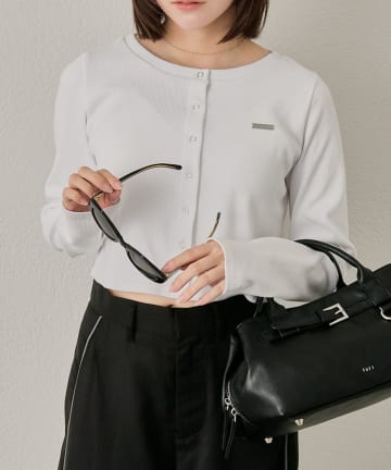 mline(エムライン) [mline]プレートロゴ リブカーディガン