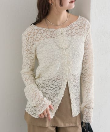 mystic(ミスティック) フラワーカットレースカーディガン