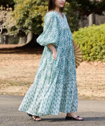 CIAOPANIC TYPY(チャオパニックティピー) 【Aguni】リーフプリントボリュームワンピース