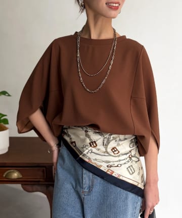 Chez toi(シェトワ) 梨地ヤッコスリーブプルオーバー