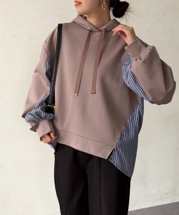 Chez toi(シェトワ) ダンボールBACKストライプ切替パーカー