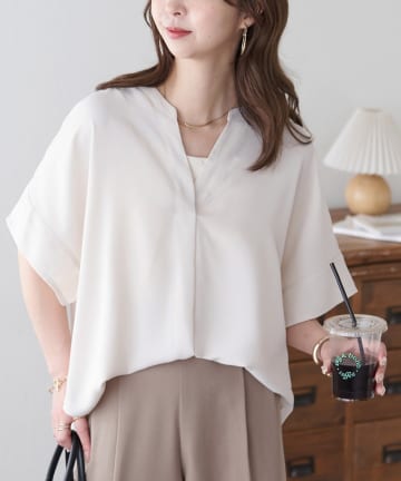 DISCOAT(ディスコート) 【WEB限定】キレイメスキッパーブラウス