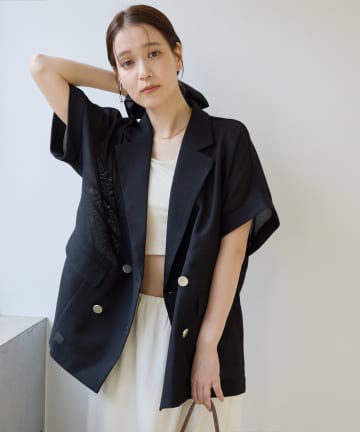 DISCOAT(ディスコート) 【Noka】メッシュ半袖テーラードジャケット