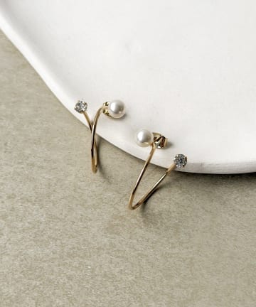 3COINS(スリーコインズ) エンドガラスフープピアス