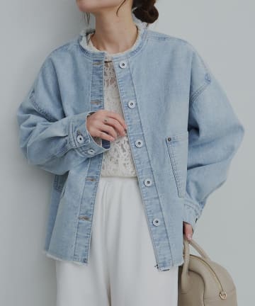 PUAL CE CIN(ピュアルセシン) セルビッチデニムノーカラージャケット