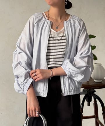 Chez toi(シェトワ) ノーカラーホイップブルゾン