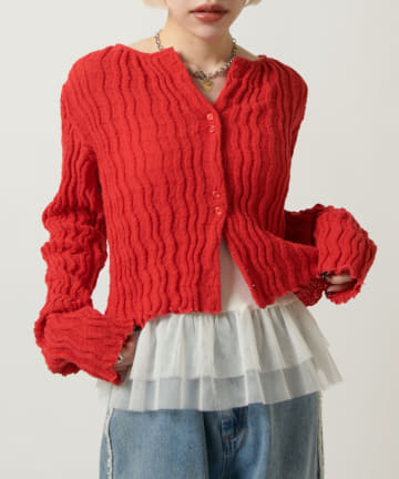 w closet(ダブルクローゼット) ブークレショートカーディガン