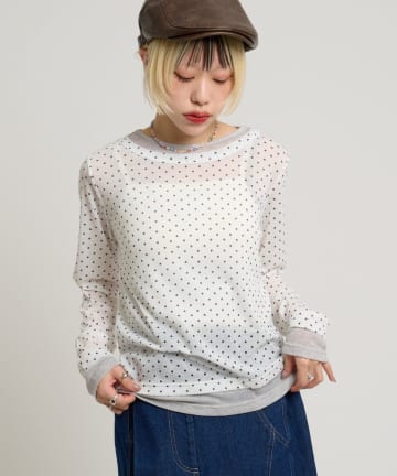 w closet(ダブルクローゼット) カラーレイヤードカットソー