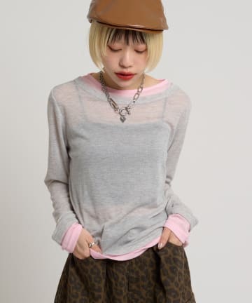 w closet(ダブルクローゼット) カラーレイヤードカットソー