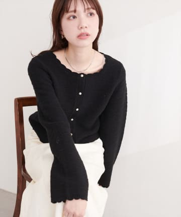 natural couture(ナチュラルクチュール) スカラップカーディガン