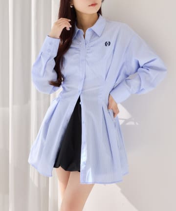 one after another NICE CLAUP(ワンアフターアナザー ナイスクラップ) マイナス5キロ見えレースアップシャツチュニック