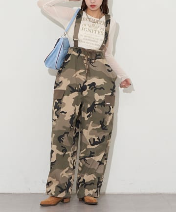 CIAOPANIC(チャオパニック) 【UNESS/ユーネス】サスペンダー付ワイドカーゴパンツ/サロペット