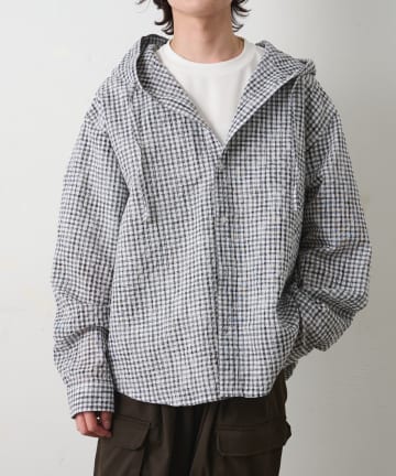 COLONY 2139(コロニー トゥーワンスリーナイン) チェックサッカーフードシャツ