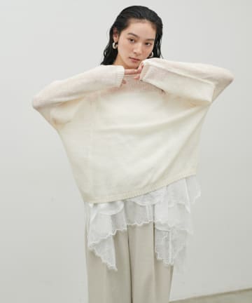 LARUTA(ラルータ) 透かしモヘアボートネックプルオーバー