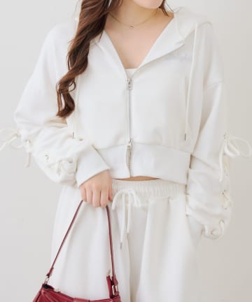 Remind me and forever(リマインドミーアンドフォーエバー) 【set upで楽しめる】ロゴキラリダンボールレースUPパーカー