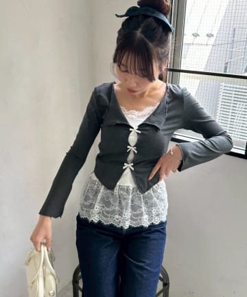 Remind me and forever(リマインドミーアンドフォーエバー) 裾レースドッキングプルオーバー