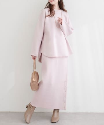 natural couture(ナチュラルクチュール) サイド釦スリットタイトニットスカート