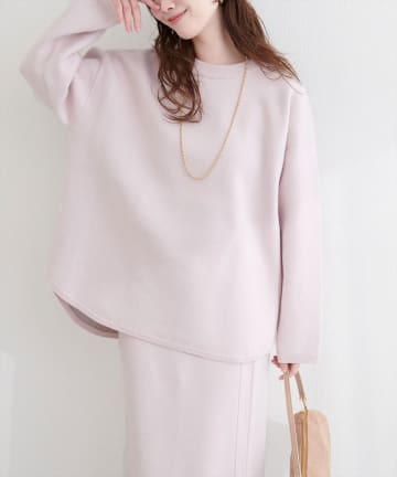 natural couture(ナチュラルクチュール) Wフェイス裾口ラウンドニットプルオーバー