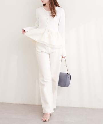 natural couture(ナチュラルクチュール) 異素材ペプラムニット