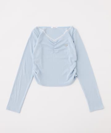 one after another NICE CLAUP(ワンアフターアナザー ナイスクラップ) プレート付きフロントギャザートップ