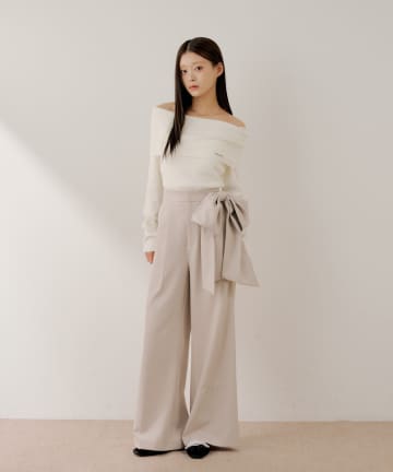 Chico(チコ) 【SALON by Chico】取り外しリボンスラックスパンツ