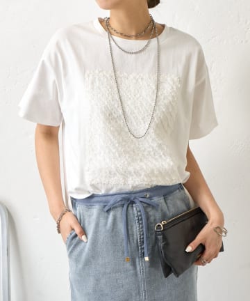 Jena　espace merveilleux(ジェナ　エスパスメルヴェイユ) カットジャガードパネルカットソー