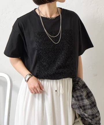 Jena　espace merveilleux(ジェナ　エスパスメルヴェイユ) カットジャガードパネルカットソー