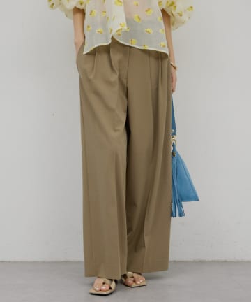 GALLARDAGALANTE(ガリャルダガランテ) 【手洗い可】梳毛タックワイドパンツ